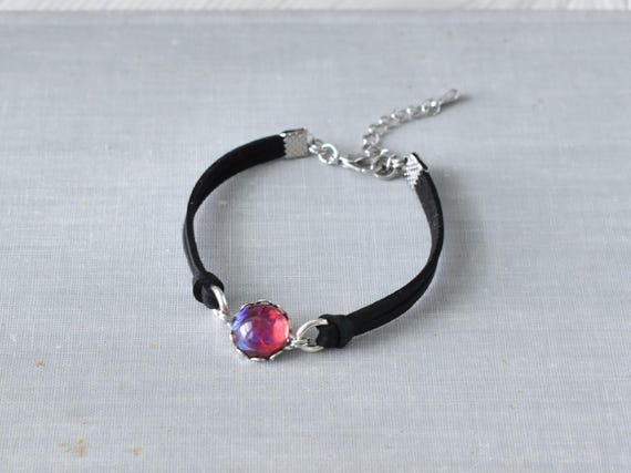 Mexican Fire Opal Leather Bracelet. Boho Bracelet. 9 Opal Color Options