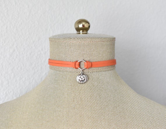 Pumpkin Leather Choker. 20 Leather Options