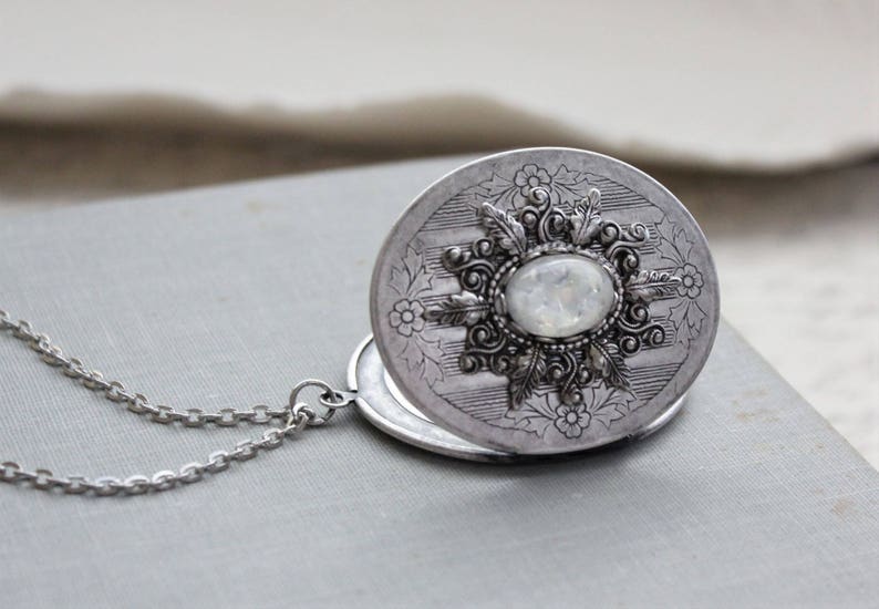 8 Opal Color Selections White Fire Opal Locket Necklace