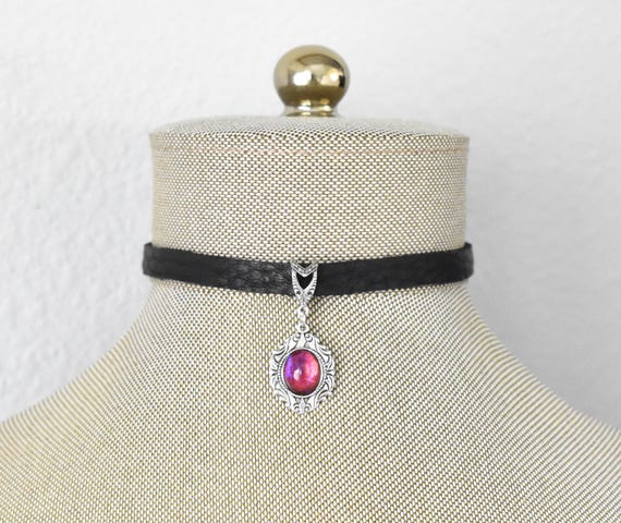 Mexican Fire Opal Leather Choker. Dragons breath choker. 25 gemstone/opal options