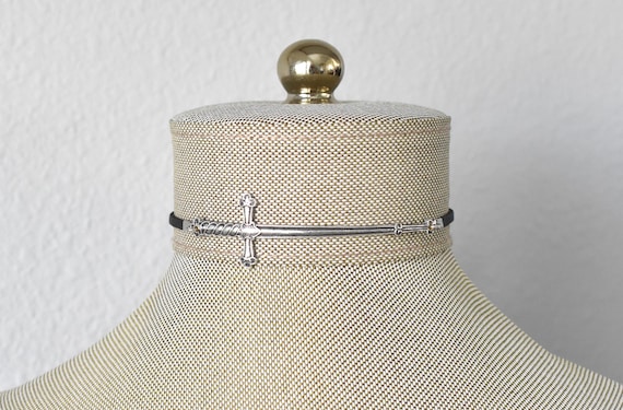 Dainty Sword Leather Choker. Over 20 Leather or Suede colors to choose from