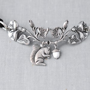 Floral Squirrel Statement Choker. Choose from 16 leather colors image 4