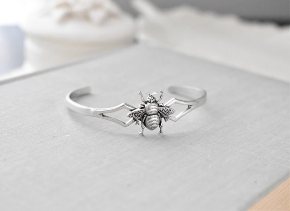Bee Cuff Bracelet. Dainty Cuff Bracelet