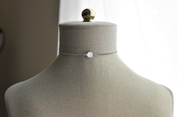Dainty Gemstone Choker Necklace. 22 Gemstone/Opal Options