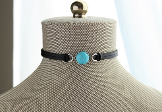 Turquoise Choker. 14 Leather colors to choose from