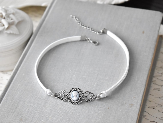 Cameo Choker. Vintage Style. Over 20 Leather or Suede colors to choose from