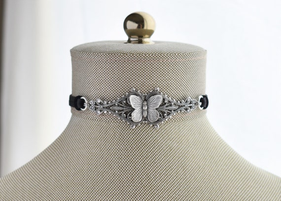 Butterfly Leather Choker. Choose from 14 leather colors