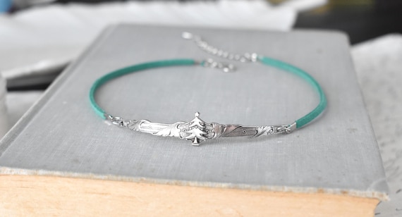 Christmas Tree Leather or Suede Choker. Choose from 20 colors