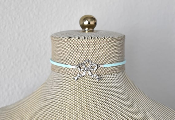 Delicate Bow Choker. Dainty. Over 20 Leather or Suede colors to choose from
