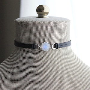 Rainbow Moonstone Choker. 14 Leather colors to choose from image 5