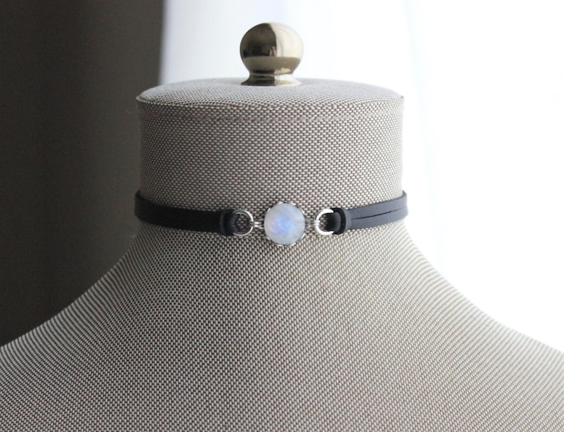 Rainbow Moonstone Choker. 14 Leather colors to choose from image 5