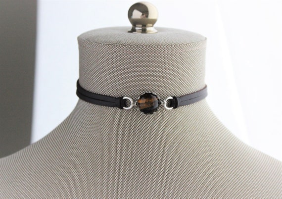 Tiger Eye Choker. 14 Leather colors to choose from