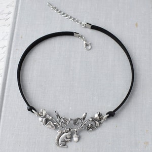 Floral Squirrel Statement Choker. Choose from 16 leather colors image 7