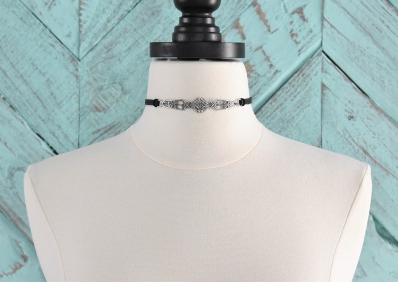 Floral Leather Choker. Choose from 20 leather colors image 2