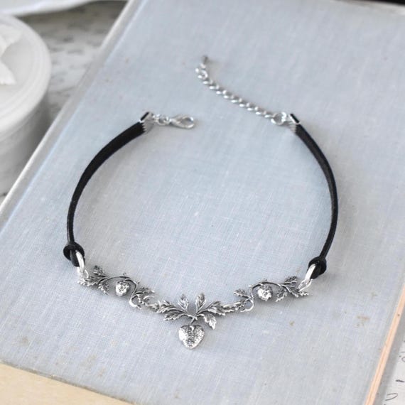 Strawberry Patch Leather Choker. Choose from 20 leather colors