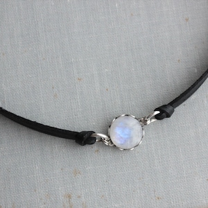 Rainbow Moonstone Choker. 14 Leather colors to choose from image 2