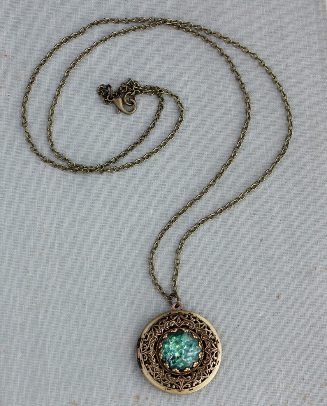 Green Fire Opal Locket Necklace | Etsy
