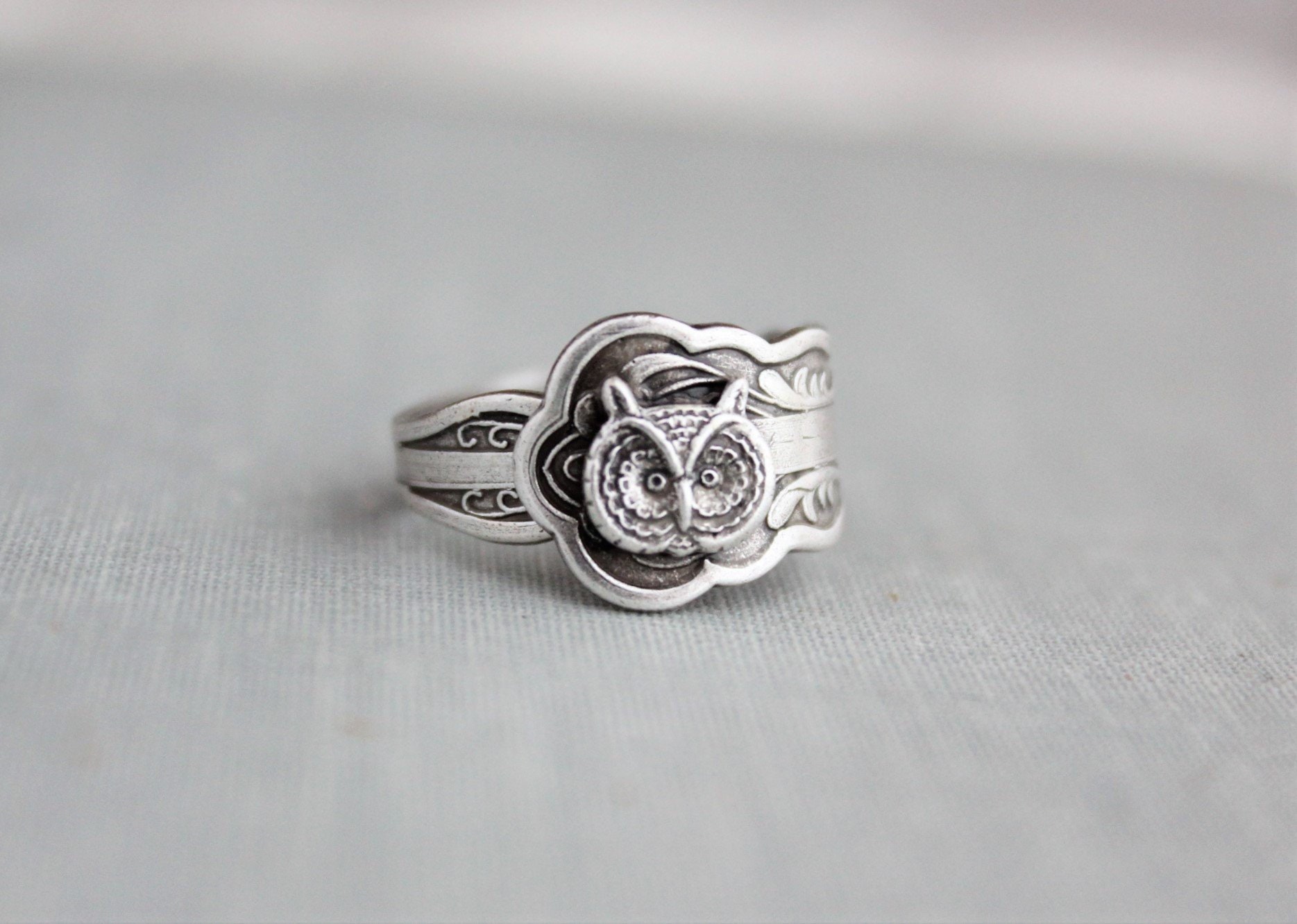 Owl Spoon Ring. Dainty Ring