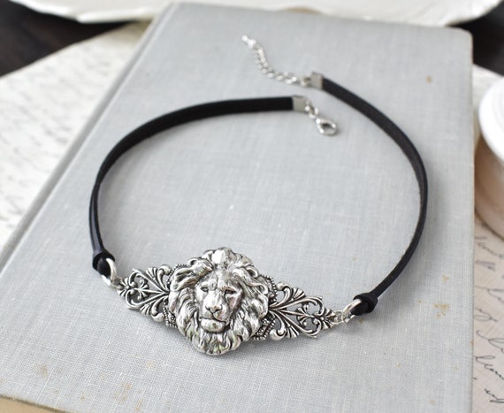 Lion Leather Statement Choker. Choose from 20 leather colors