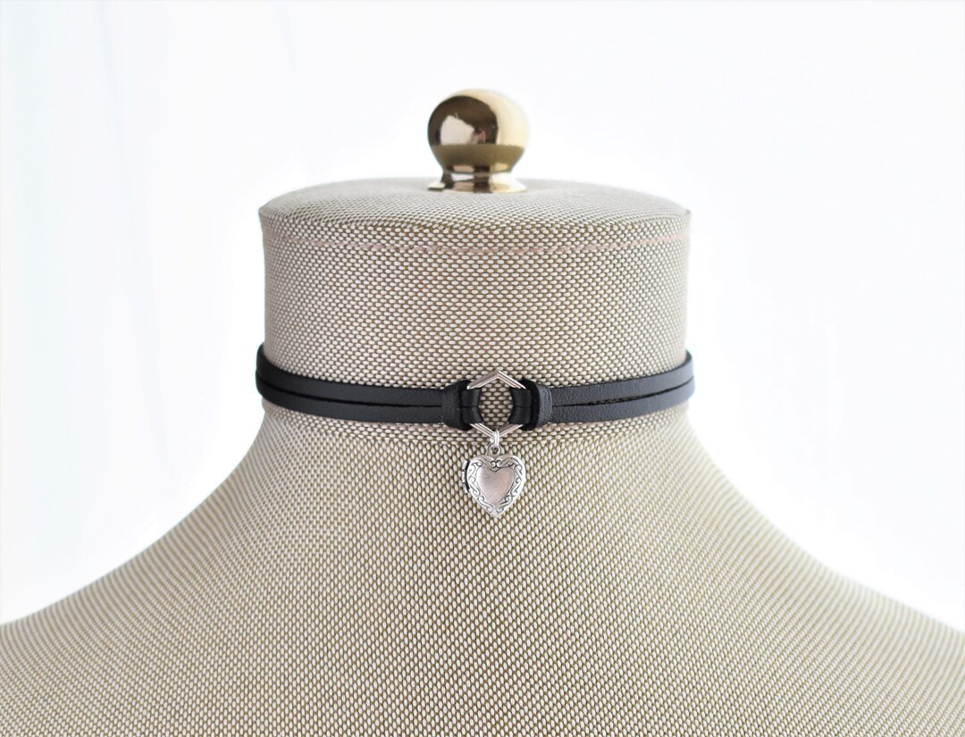 Heart Locket Choker. 19 Leather Suede Colors Available - Etsy