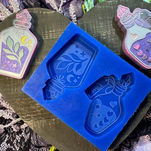 Potion Bottles Silicone Mold: 2 Cavities - Wax Melts, Snaps Bars, Crafts, Resin