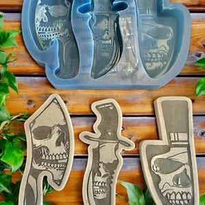 Knives With Skulls (Set Of 3) - Silicone Mold or Wax Melt