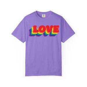 Love Pride T-Shirt Retro Rainbow Graphic LGBTQ+ Comfort Colors Tee