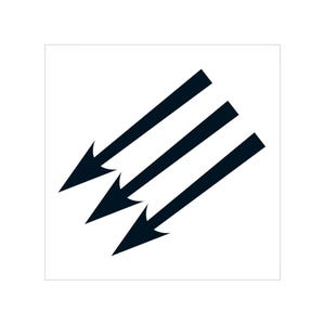 May include: Three black arrows pointing downwards, arranged in a diagonal line.