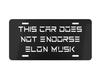 Dieses Auto unterstützt nicht Elon Musk Waschtisch Teller | Weißer Text auf hinterem Hintergrund