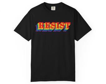 Wiederstehen T-Shirt Retro Regenbogen Stolz Grafik Tee LGBTQ + Aktivist Shirt