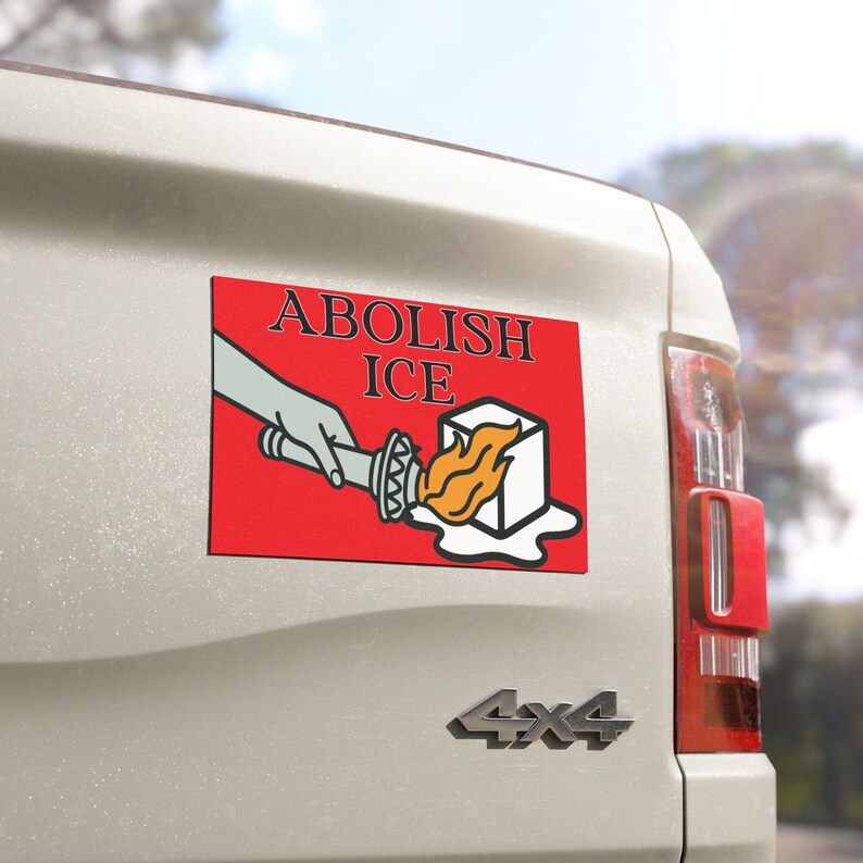 Abolish ICE Car Magnet | Support Immigrant Rights image 3