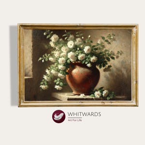 Spring Flower Printable Art, Vintage Botanical Print Wall Art, Cottagecore Decor, Flower Pot