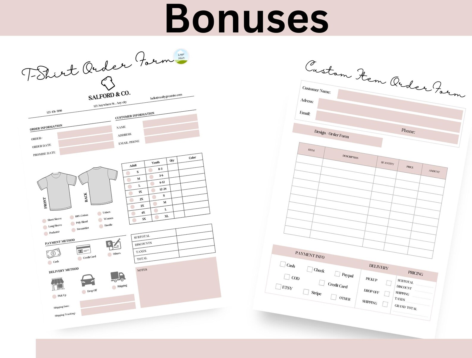 Business Operation Template, Custom Order Form, Order Form, Business