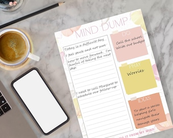 Brain Mind Dump PDF | Mind Declutter | Productivity Journal | To-Do, Ideas & Inspiration | Instant Download ADHD