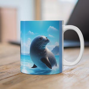 Ocean Seal Mug - Adorable Sea Life Coffee Cup, Perfect for Animal Lovers, Beach Decor, Gift for Nature Enthusiasts, Cute Seal Art