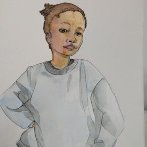 Retrato de personaje de dibujos animados en acuarela a partir de una foto, para el Día de la Madre, cumpleaños, dibujo de dibujos animados personalizado, personaje de dibujos animados