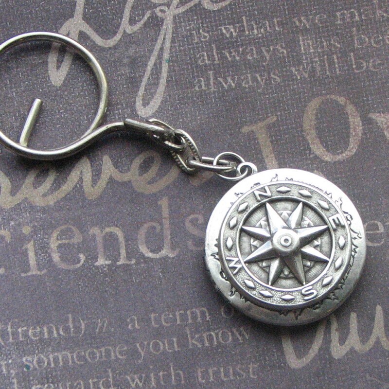Engraved Compass Keychain - Etsy