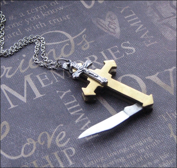 Vintage Cross Knife Necklace Enchanted Faith Jewelry By Etsy