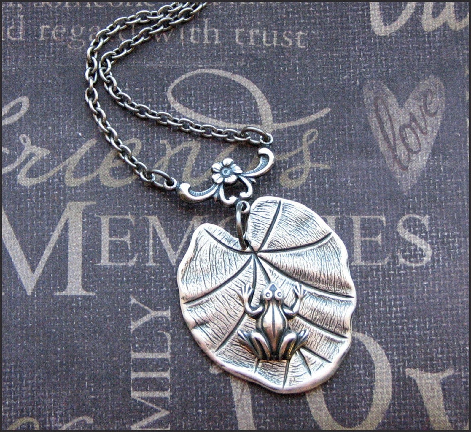 Silver Lily Pad Necklace Enchanted Frog's Lily Pad Etsy