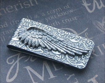 Angel Wing Money Clip Silver Money Clip Angel Wing Mixed Metals Father's Day Gift Groomsmen Wedding ANGEL WING Credit Card Holder Gift