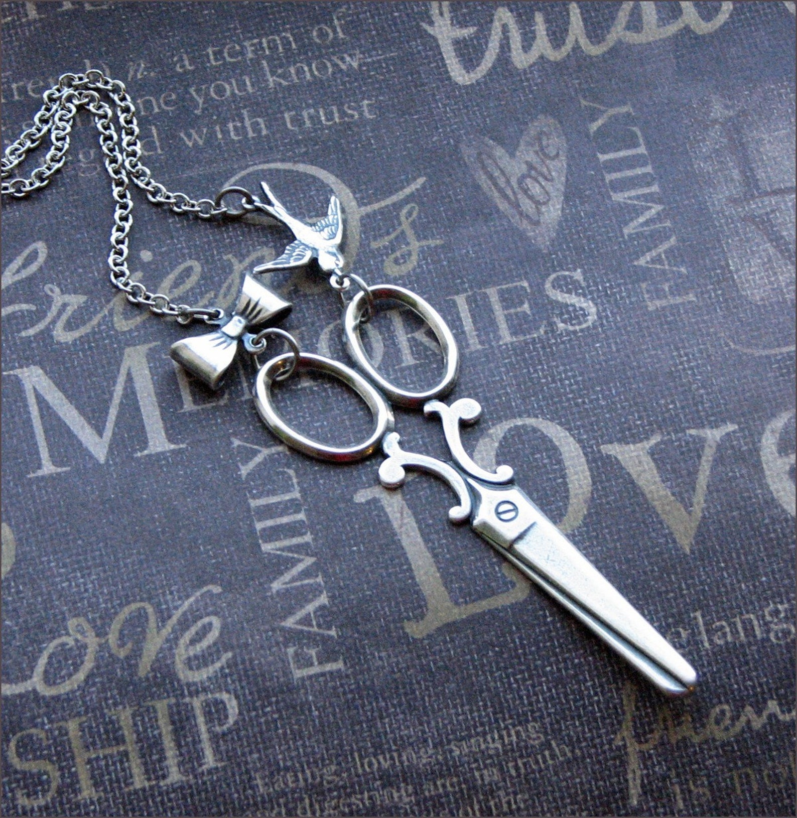 Silver Scissor Necklace Enchanted Cinderella's Etsy
