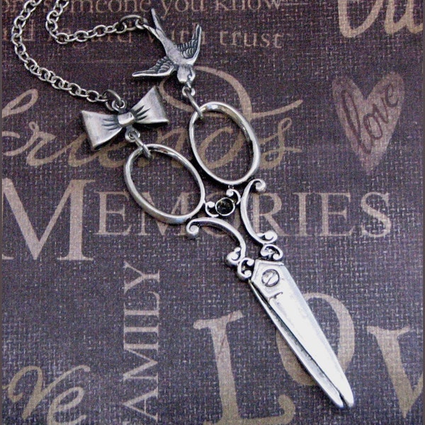 Silver Scissor Necklace - Enchanted Cinderella's Dressmaker - Handmade by TheEnchantedLocket