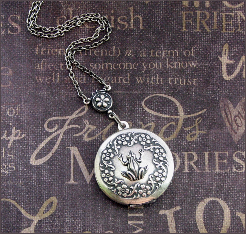 Silver Locket Necklace Enchanted Frog Prince Jewelry by | Etsy