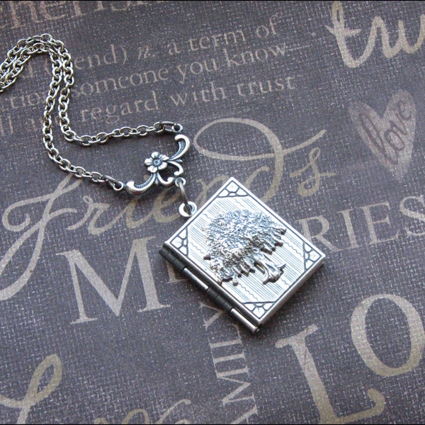 Silver Tree Book Locket Necklace - Enchanted Tree of Life - Jewelry by TheEnchantedLocket - PRETTY Wife Wedding Birthday Gift