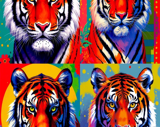 Featured listing image: Warhol Tigers | Pop Art | Printable Wall Art | Digital Download