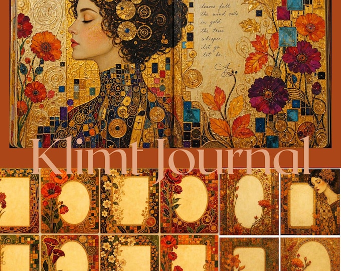 Featured listing image: Klemp Printable Junk Journal Kit | Interactive Folio Journal | Vintage Ephemera, Pockets, Flaps & Inserts | Digital Download