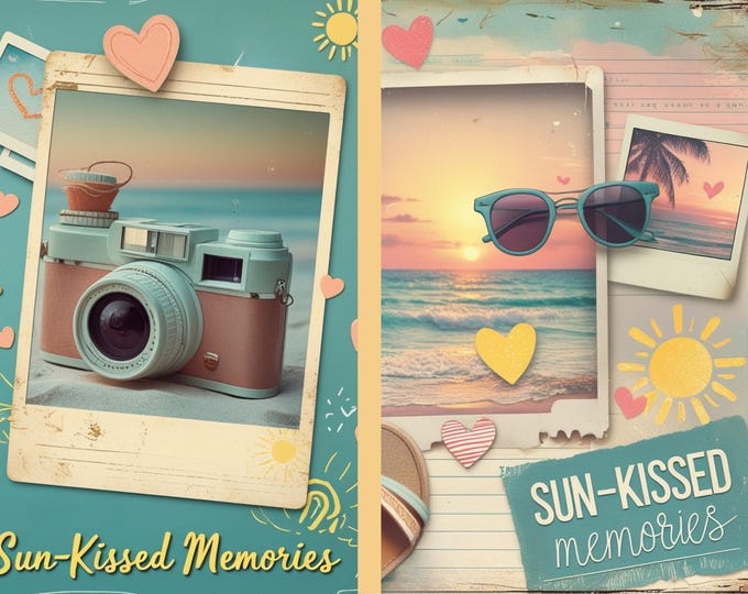 Featured listing image: Printable Summer Junk Journal Kit – Retro Beach Ephemera (PDF)
