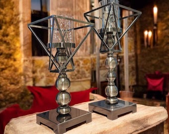Metal Candlesticks, Candle Holders Set of 2, Minimal Candlesticks, Large or Small Candelabra, Decorative Candle Holders, Wedding Table Decor
