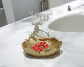 Iridescent Decorative Bowl for Snacks, Keys, or Home Decor, Bowl for hallway or table Gold deer, decorative bowls, key holder bowl,cool bowl