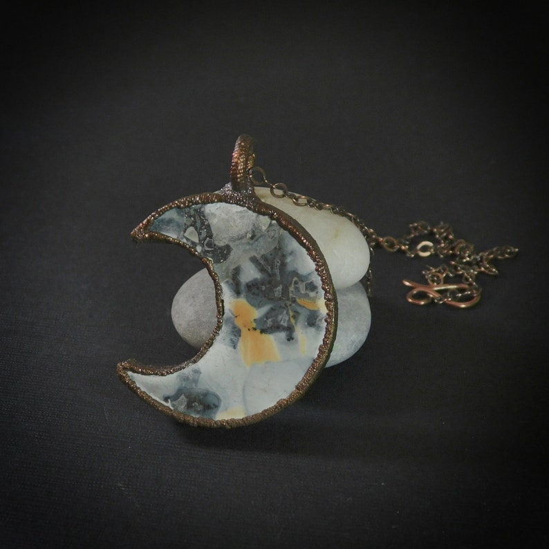 Maligano Jasper Copper Electroformed Moon Necklace
